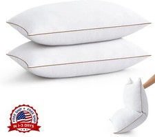 Juego De 2 Almohadas De Pluma De Ganso Para Dormir Tama o Queen Blanco NUEVO US