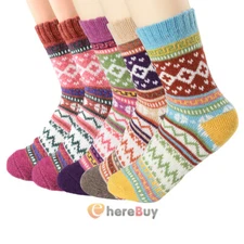 1-5 Pair Women Nordic Thermal Socks Winter Warm Thick Walking Hike Chuncky Socks