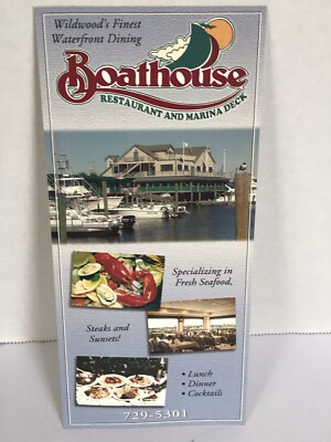 Boathouse Waterfront Restaurant & Marina Deck Cardstock Advert Fast 1 Day Ship 