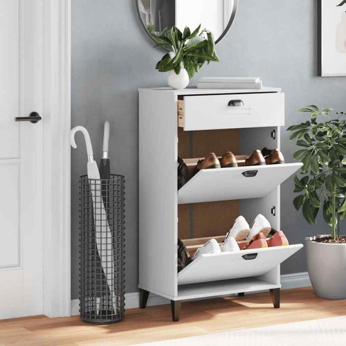 Shoe Cabinet VIKEN White Solid Wood Pine G9B5 - Picture 3 of 10