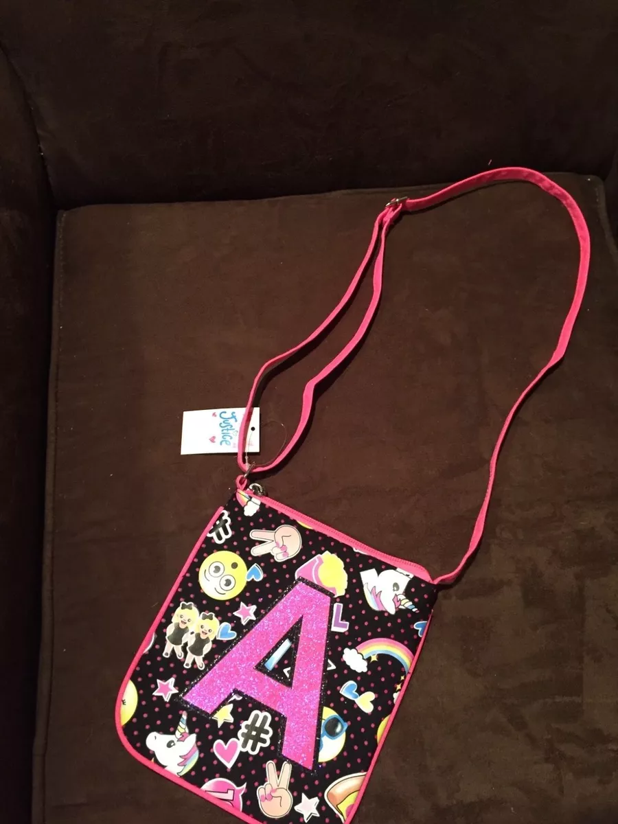 JUSTICE EMOJI CROSSBODY BAG INITIAL C D E F H J K L M P T V BRIGHT COLORS CUTE