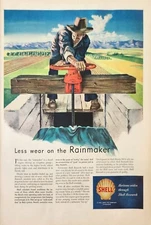1948 Shell Oil Company Vintage Ad Less wear on the rainmaker