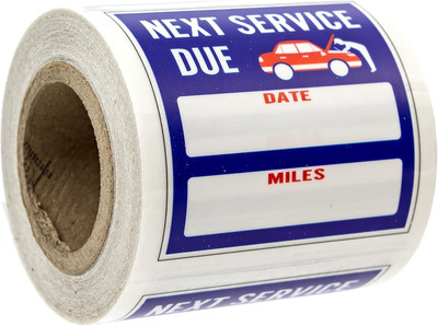 Oil Change Service Reminder Stickers / 100 Blue Red White Next Service Due Re...