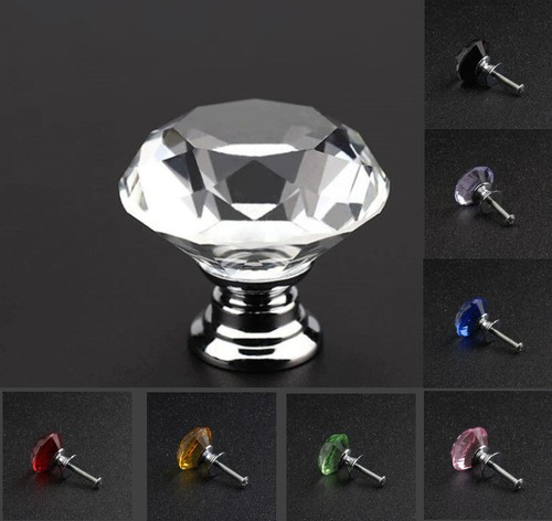 10Pcs 30mm Glass Diamond Crystal Dresser Knobs Drawer Pull Handle Cabinet Pulls - Picture 8 of 26