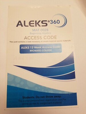 ALEKS 360 MAT 0028 ACCESS CODE 13 WEEKS BROWARD COLLEGE