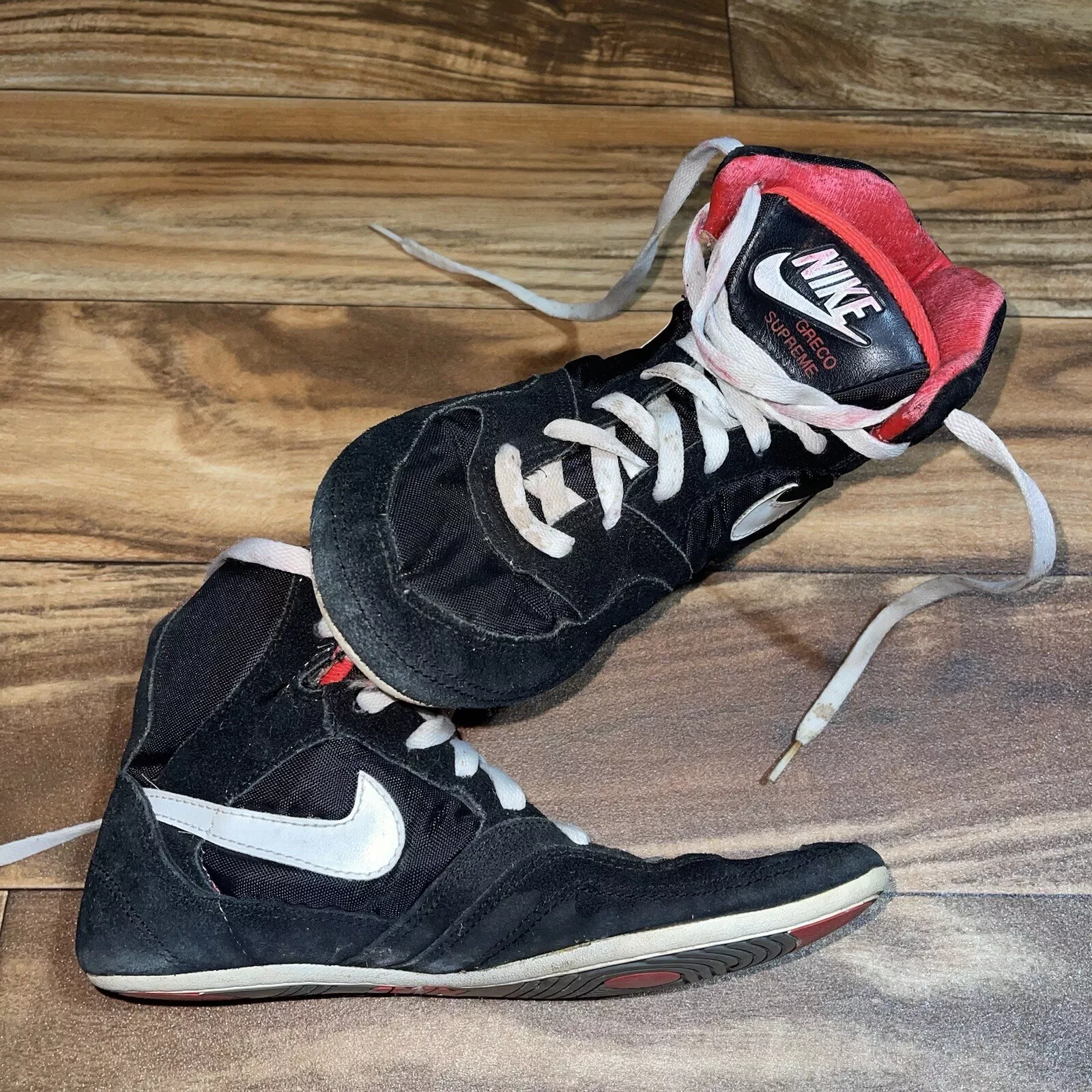 Chaussures de lutte vintage Nike GRECO SUPREME noir blanc rouge mouvement petite taille 5,5