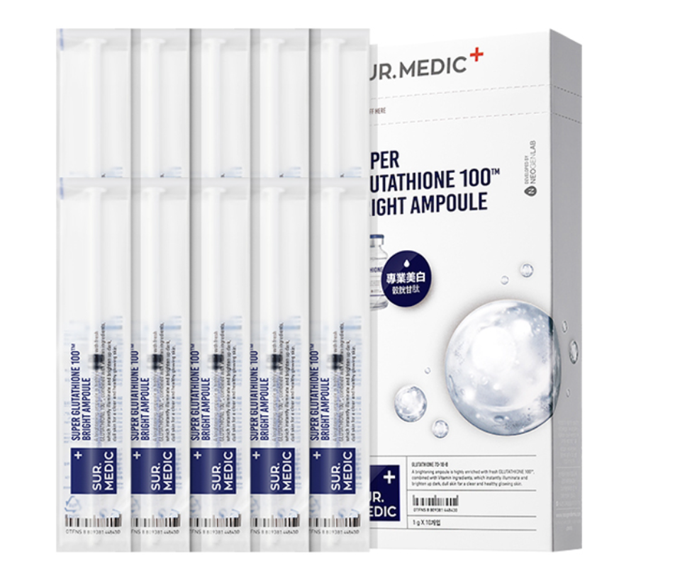 vital force glutathione SUR.MEDIC Plus Super Glutathione 100TM Brightening Ampoule 1ml 10 Units  Elastics
