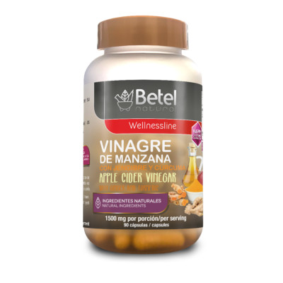 Premium Vinagre de Manzana c Jengibre y Curcuma by Betel Natural - 1000mg / Serv
