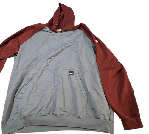 Ticomela FR (Flame Resistant Clothing) Gray Red Hooded Sweatshirt XXL 2XL - Picture 1 of 13