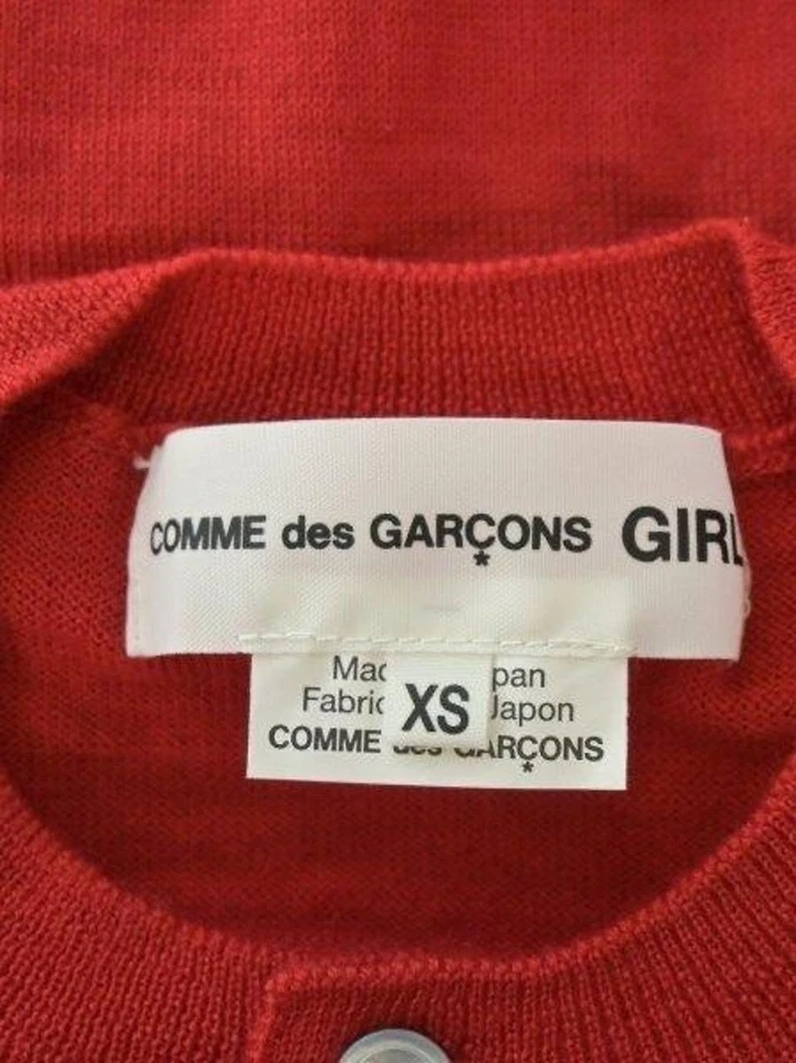 Cárdigan tejido rojo Comme des Garçons niña suéter lunares lazo Foto 3 de 4