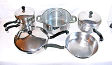 10 Pc Farberware Stock Pot Pans Lids Double Boiler Colander 3 Impact Bonded