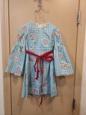 Vintage Handmade Gingham Hearts Red Velvet Ribbon Girls Dress