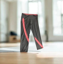 RBX Women's Gray/Orange Spandex Workout Ahtletic Capri Leggings Medium