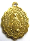 Unusual Antique Brass Miraculous Holy Medal Catholic BVM Mary immaculat Monogram