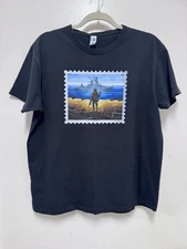 JHK Men’s Large Black Cotton T-Shirt Front Stamp Design