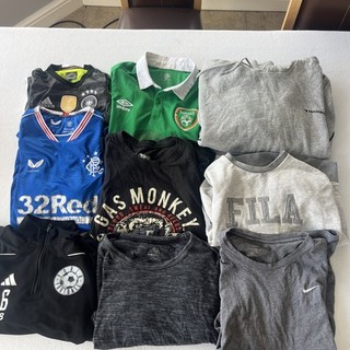 9 x Preloved Mixed Football Shirt Nike Hollister Bundle Joblot Abroad Leagues
