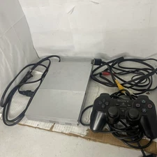 PlayStation 2 Silver SCPH-90001 Console System Cords Controller PS2 Slim Tested
