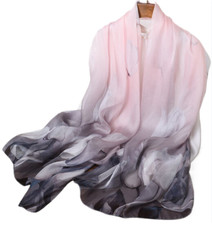 100 Silk large Scarf Women neckerchief Shawl Wrap floral pink red gray HD118-22