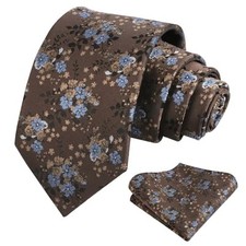 Mens 3.15inches Delicate Floral Tie with Small Flower Printed Handkerchief Set