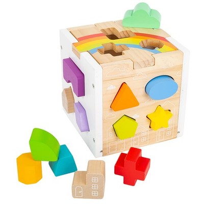 Small Foot 11777 Rainbow Plug-in Cube 13 Different Shaped Wooden Ins (US IMPORT)