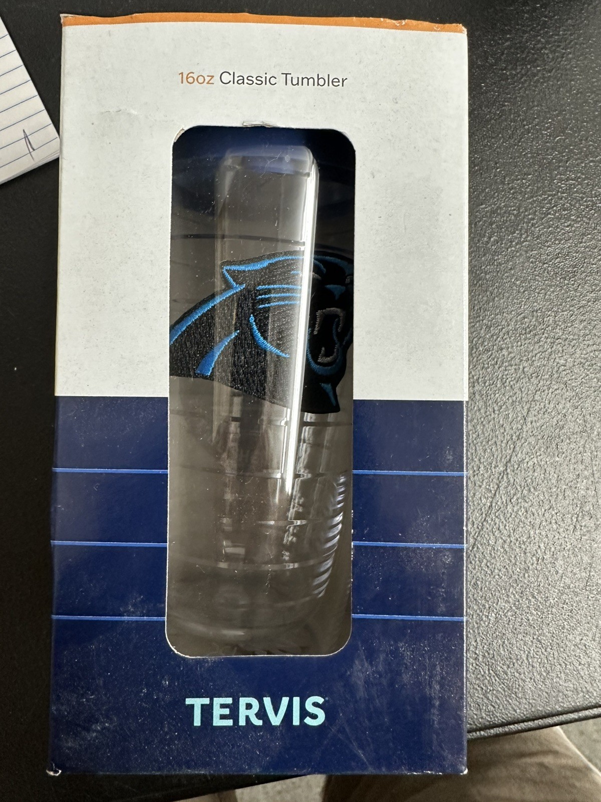 Carolina Panthers Tervis Tumbler  16 Oz Clear. Double Insulated with Lid.