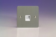 Telephone Socket Silver Master Ultraflat Brushed Steel + White Insert Varilight