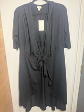A New Day Flowing Black Dress Comforting Wrap Midi Dress Size Medium
