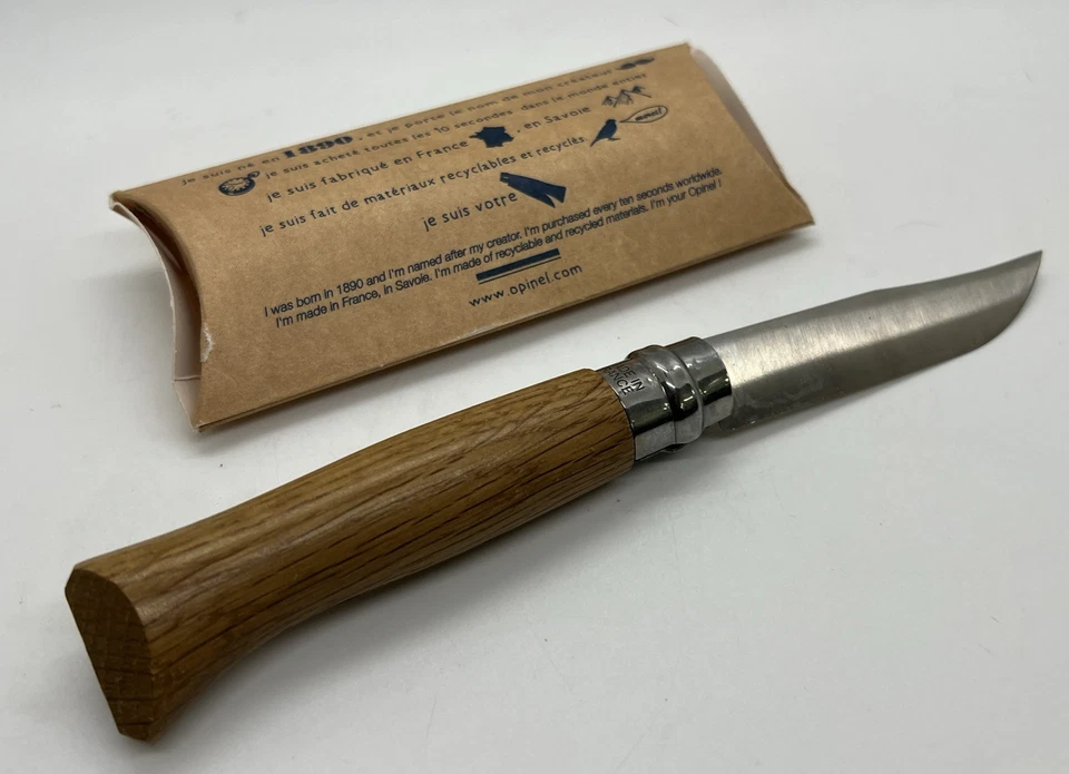 Opinel Nº 08 XP Detectores de Metales Cuchillo de Bolsillo Plegable Mango de Roble Hoja de 3.51" NUEVO Foto 2 de 3