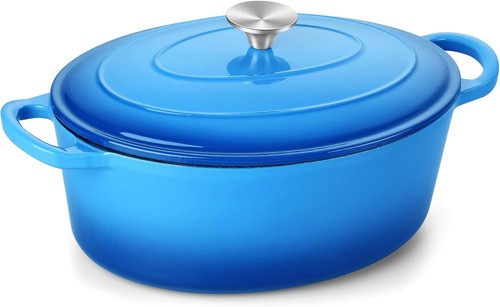 Horno holandés de hierro fundido Health-Conscious 7QT - Elegante diseño azul y antiadherente - Imagen 3 de 9
