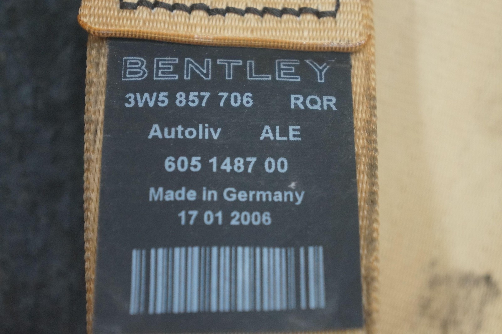 Front Right Passenger Seat Belt 3W5857706 Bentley Continental Flying Spur 2006