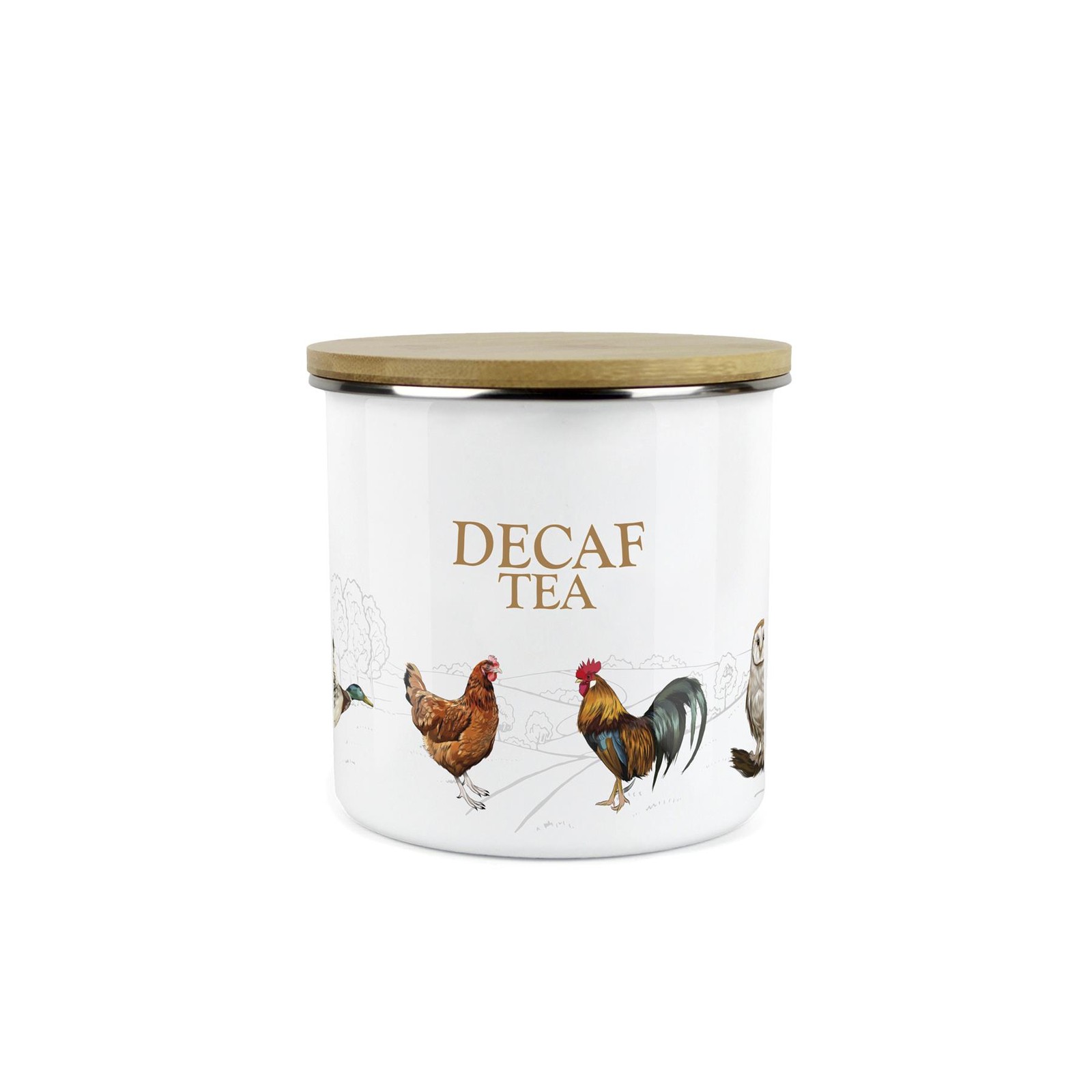 Country Farm Decaf Tea Canister - Countryside Animals Medium Storage Jar