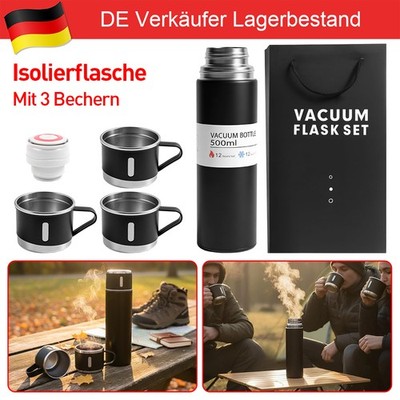 Thermosflasche aus Edelstahl Isokanne Thermoskanne Isolierflasche 500ml DE