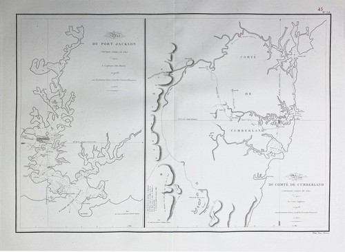 Mappa Port Jackson Cumberland Sydney Australia Freycinet 1811