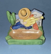 Mexican With Guitar Lusterware Vintage Ashtray
