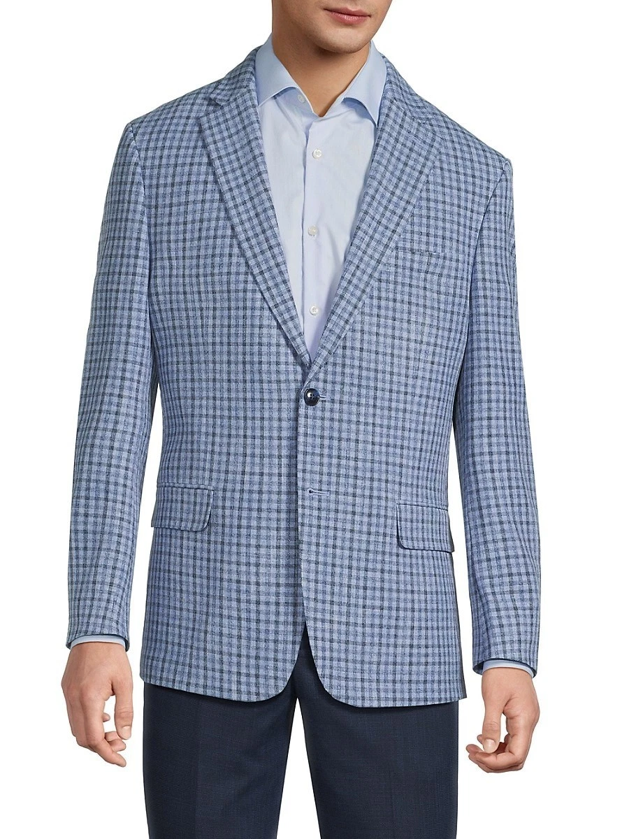 Tommy Hilfiger Mens Modern fit Sport Coat Blazer 42 R Mid Blue Windowpane
