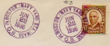 Massachusetts (Navy Yard Sta.) Boston M.O.B. 1936 violet double ring  1922-1953