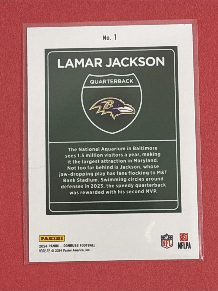 2024 Panini Donruss - Downtown! Lamar Jackson #1 Excellent - Image 2 of 2
