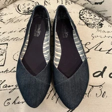 Coach and Four Denim Pointed Toe Flats Women's Size 7.5 Slip On Casual Shoes