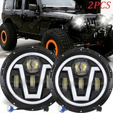Black Pair 7 Round Led Headlights Hilo Beam H4 For Jeep Wrangler Jk Tj Lj Cj Black Pair 7 Round Led Headlights Hilo Beam H4 For Jeep Wrangler Jk Tj Lj Cj