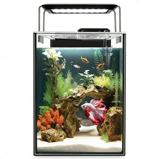 Glass Aquarium Starter Kits 1.5 Gallon Small Fish Tank, Betta Fish Tank for H...