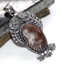 925 Silver Plated Classy Mexican Laguna Lace Leaf Pendant Size 2.3" GW