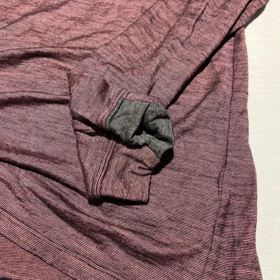 Camisa Bombas Bee Better Manga Larga Mezcla Merino Mujer XL Borgoña Rayas -F430 Foto 4 de 4