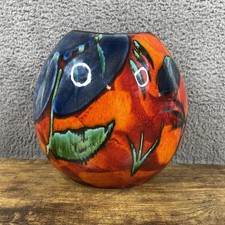 POOLE POTTERY, vintage, “Purse” infusion VOLCANO VASE, Anita Harris, signed. 