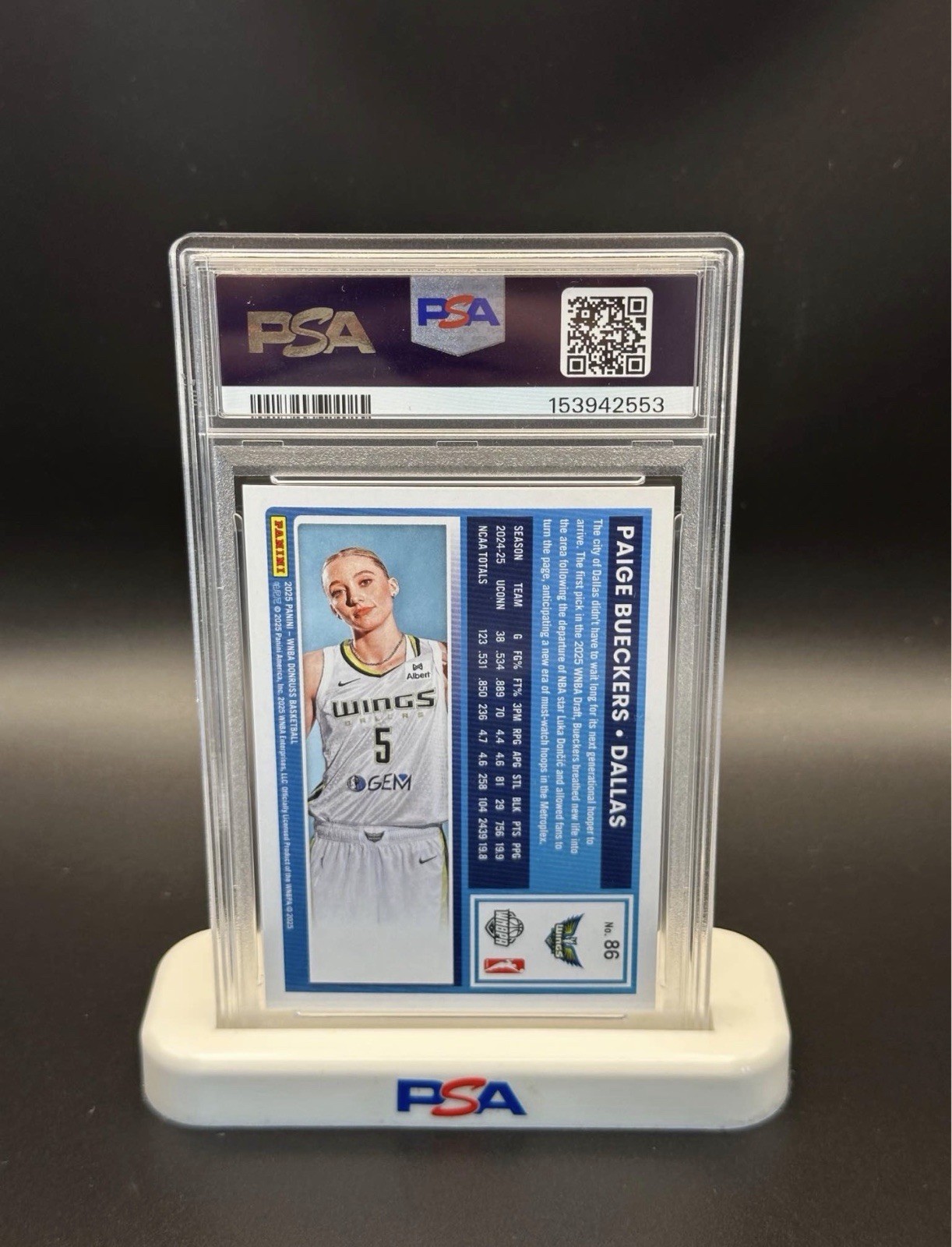 2025 Panini Donruss Paige Bueckers Rated Rookie Base Card - PSA 10 view 3
