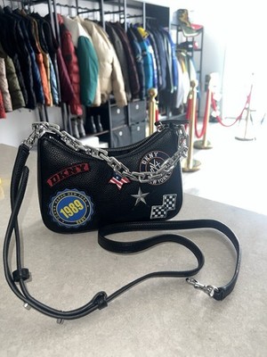 DKNY LIMITED EDITION CRISSBODY HANDBAG WITH SHOULDER STRAP PATCHES