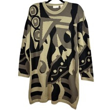 Vintage APART Sweater, Wool/Acrylic Blend,Long Sweater, Shoulder Pads, Size XL