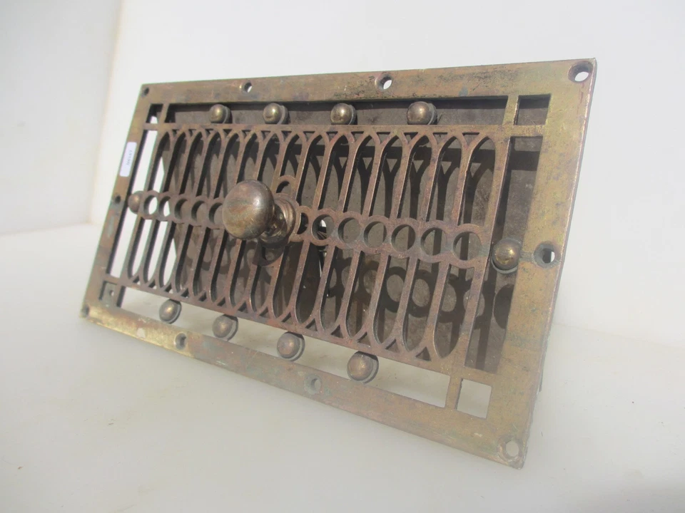 Victorian Brass Air Vent Grate Grille Cover Antique Georgian Open-Close 12"x7" - Image 3 of 4