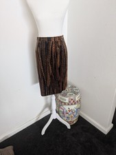 Valentino Garavani Miss V Vintage Feather Print Velvet Pencil Skirt EUC 8