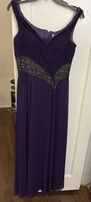 Purple Beaded Sleeveless Long Gown Dress V-Neck Formal Party Wedding