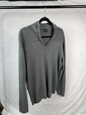 Geoffrey Beene Men  s Quarter Zip Sweater Medium Gray Graphite Heather Pullover